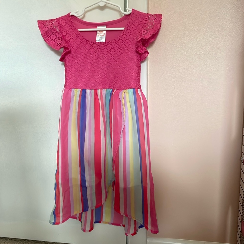 Wonder Nation Lace and Chiffon Dress pink and multicolor Size XS 4-5